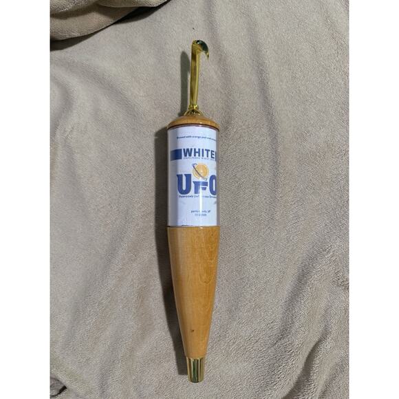 Harpoon UFO White & Octoberfest 11” Beer Tap Handle Wood Keg Kegerator Man Cave - Picture 2 of 8